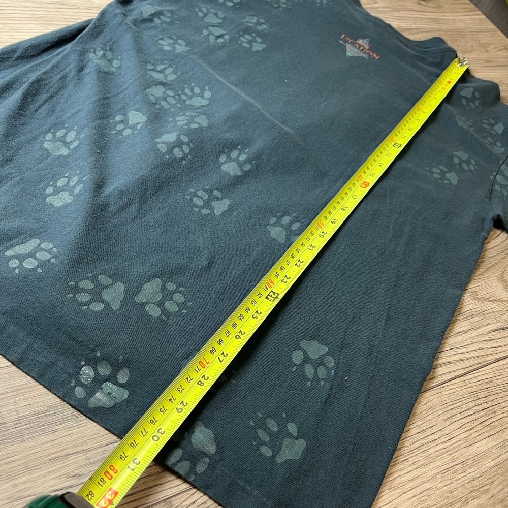 Vintage 90s Isle Royale National Park Wolf Hanes T-Shirt Mens XL Black Paw Print - Picture 8 of 9